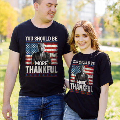 Alternative view of You Should Be More Thankful Trump Saying American Flag Vintage T-Shirt - Support Trump Shirt