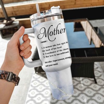 Alternative view of Mother A Woman Who Has Eyes In The Back Of Her Head Insulated Tumbler Cup With Handle and Straw