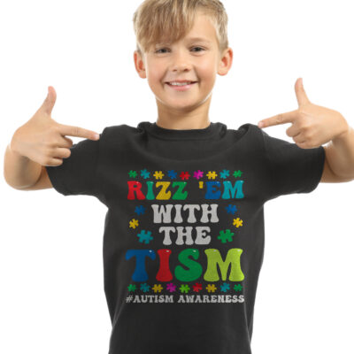 Alternative view of Rizz' Em With The Tism T-Shirt - Autism Awareness Youth Shirt