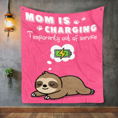 Mom is Charging Personalized Lazy Cute Blanket - Mother's Day Gifts - Soft Blanket New Moms Gifts, Practical Blanket Throw for Napping Travel