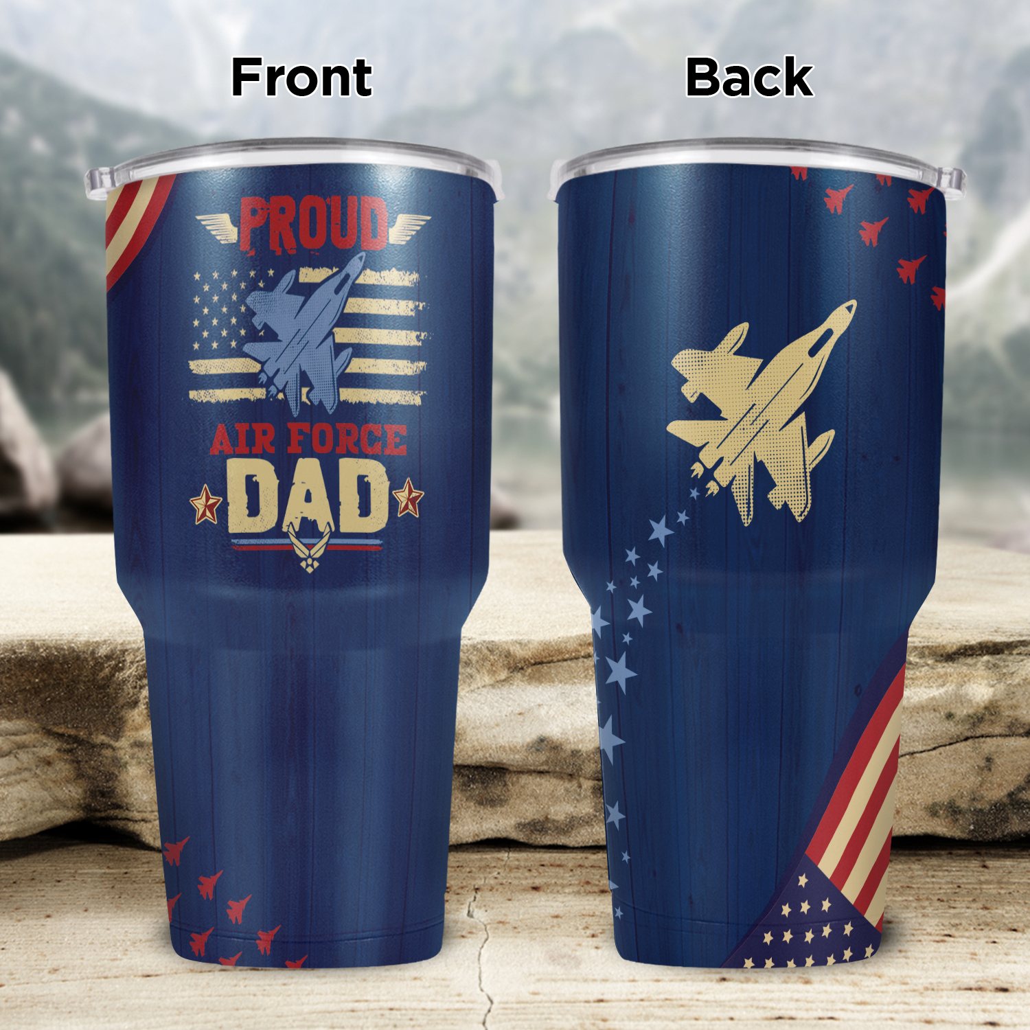 Mockup Main Feature Image 30OZ Curved Tumbler 2VT. Proud Air Force Dad