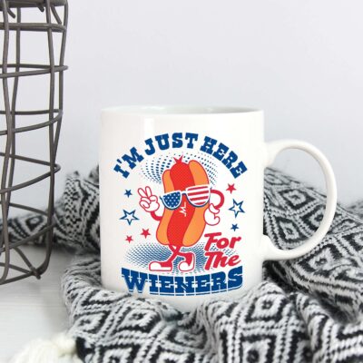 Alternative view of I'm Just Here For The Wieners Funny 4th Of July Ceramic Coffee Mug - Beer Stein - Travel Mug