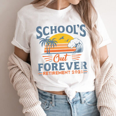 School's Out Forever Retirement 2025 Funny Teachers Summer T-Shirt - V-Neck - Shirt For Kids