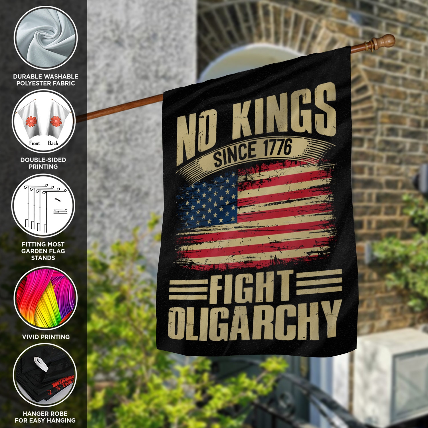 7VT. No Kings Fight flag mk4