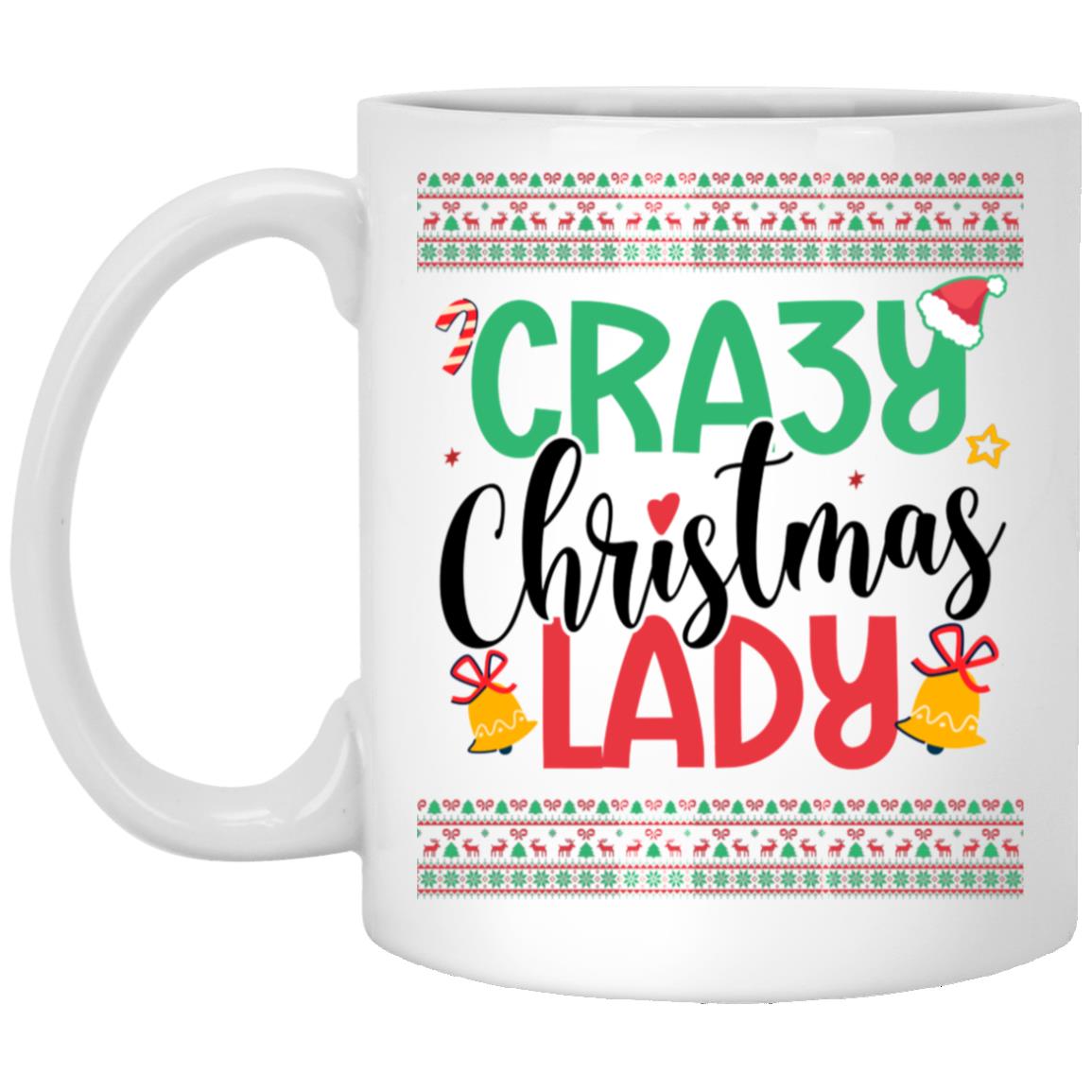 Crazy Christmas Lady Coffee Mug - Beer Stein - Color Changing Mug, White, 11 oz. White Mug