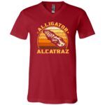 Alligator Alcatraz | Florida Everglades Parody Design T-Shirt, Canvas Red, V-Neck T-Shirt