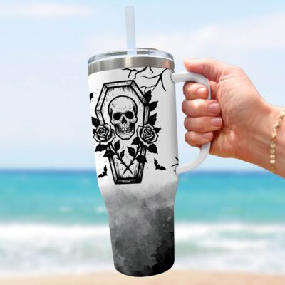 Alternative view of I Myself Am Strange And Unusual Funny Halloween Insulated Tumbler Cup With Handle and Straw