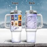 Personalized Name Halloween Stamps Cute Ghost Pumpkin Cat Fall Insulated Tumbler Cup With Handle and Straw