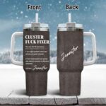 Personalized Cluster Fuck Fixer Funny Coworker Insulated Tumbler Cup With Handle and Straw