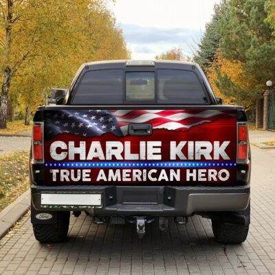 Alternative view of Charlie Kirk True American Hero Pray For Charlie Truck Tailgate Decal Sticker Wrap - Vinyl Graphic Decal Bumper Sticker
