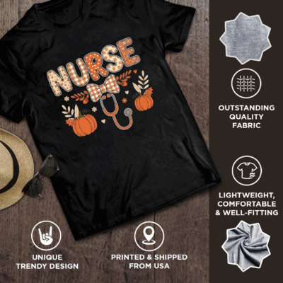 Alternative view of Nurse Life Stethoscope Retro Pumpkin Fall Autumn Funny T-Shirt - V-Neck Shirt