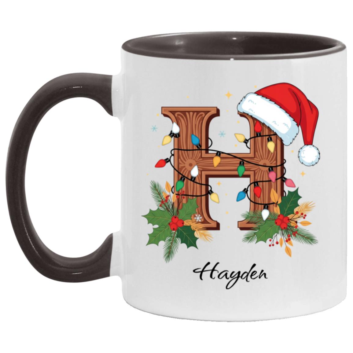 Personalized Christmas Mug Custom Name Mug, Personalized Hot Chocolate Mug, Monogram Mug, White/Black, 11 oz. Accent Mug Personalized Christmas Mug Custom Name Mug, Personalized Hot Chocolate Mug, Monogram Mug, White/Black, 11 oz. Accent Mug
