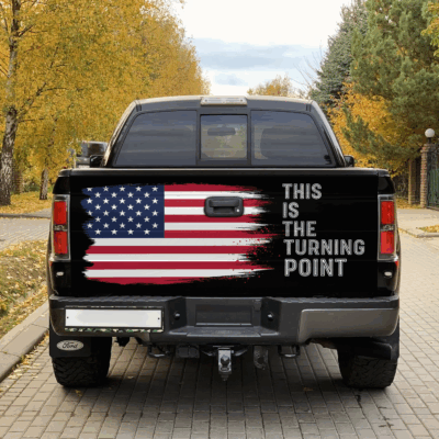 This is The Turning Point USA Flag Truck Tailgate Decal Sticker Wrap - Vinyl Graphic Decal Bumper Sticker