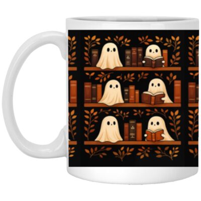 Cute Ghosts Coffee Mug, Festive Halloween Ceramic Mug, Fall aesthetic, Halloween theme, White, 11 oz. White Mug