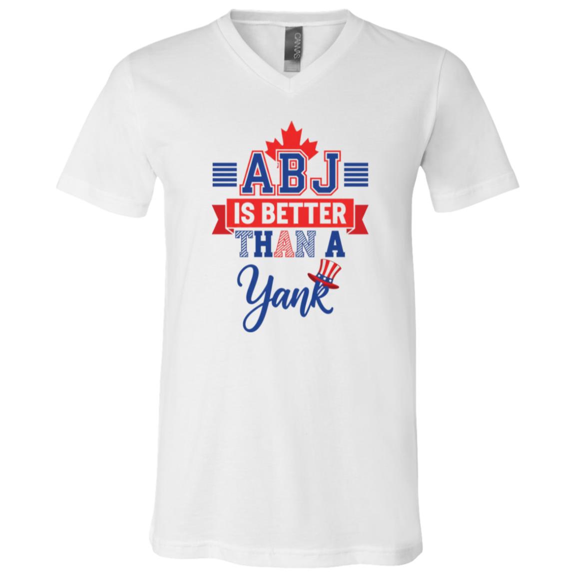 A BJ Is Better Than A Yank Baseball T-Shirt - V-Neck Shirt, White, V-Neck T-Shirt