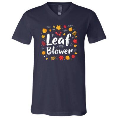 Funny Leaf Blower Fall Costume Halloween Matching T-Shirt - V-Neck, Navy, V-Neck T-Shirt