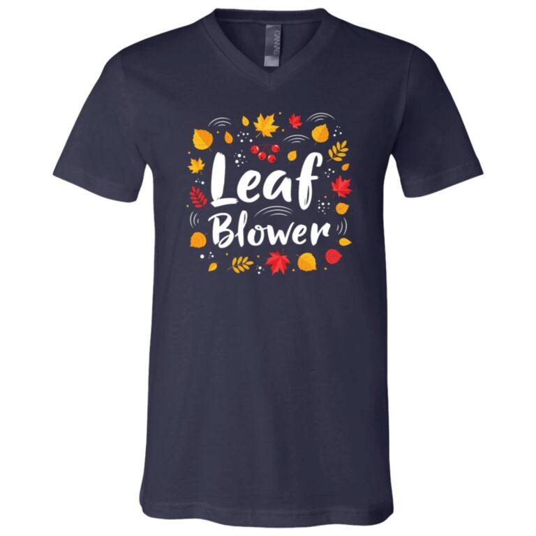 Funny Leaf Blower Fall Costume Halloween Matching T-Shirt - V-Neck, Navy, V-Neck T-Shirt