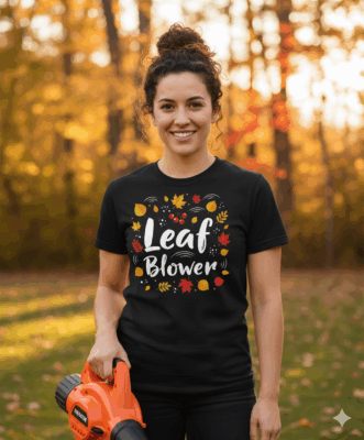 Alternative view of Funny Leaf Blower Gardening Fall Costume Halloween Matching T-Shirt - V-Neck Shirt