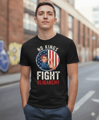 Alternative view of No Kings Fight Oligarchy T-Shirt - V-Neck Shirt
