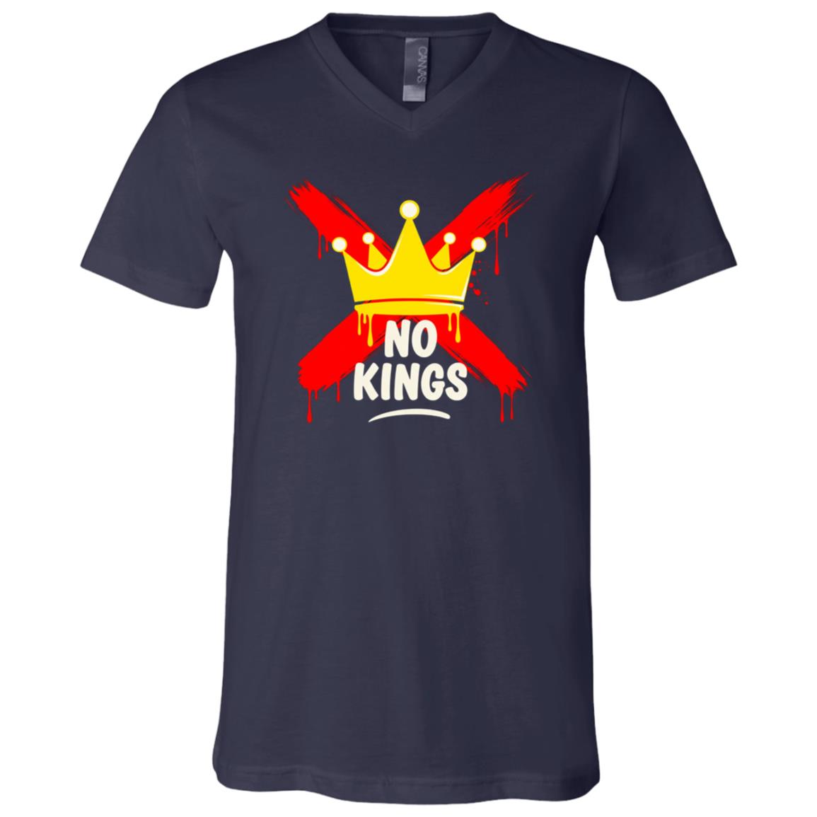No Kings Patriotic Men Women Liberty T-Shirt - V-Neck Shirt, Navy, V-Neck T-Shirt