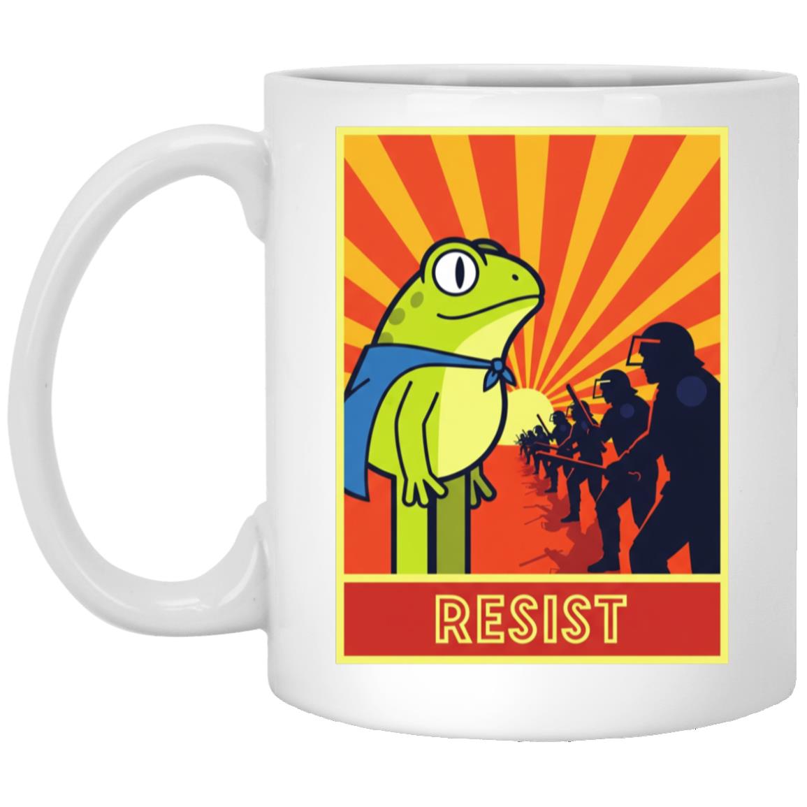 Frog Resist Portland Frog Protest Activist Coffee Mug - Water Bottle, White, 11 oz. White Mug Frog Resist Portland Frog Protest Activist Coffee Mug - Water Bottle, White, 11 oz. White Mug