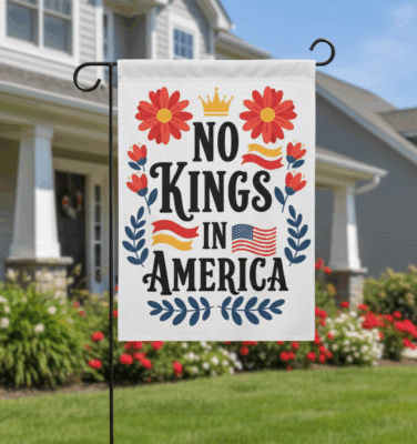 No King in America Floral 4th July No Kings American Flag - House Flag - Garden Flag