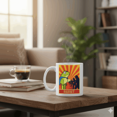 Alternative view of Frog Resist Portland Frog Protest Activist Coffee Mug - Water Bottle