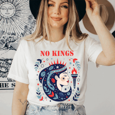 Alternative view of No Kings Retro Patriotic Liberty Art 4th Of July Women Men T -Shirt - V-Neck Shirt
