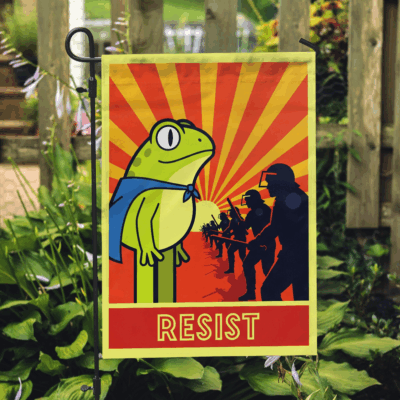 Resist Frog Portland No King America Frog Protest Flag - House Flag - Garden Flag