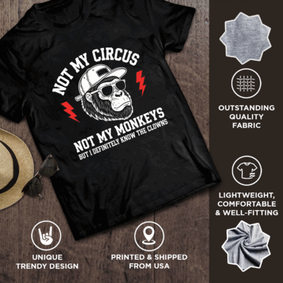 Alternative view of Not My Circus Not My Monkeys The Clown Funny T-Shirt - V-Neck Shirt