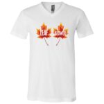 Funny Leaf Blower Fall Thanksgiving Matching T-Shirt - V-Neck Shirt, White, V-Neck T-Shirt