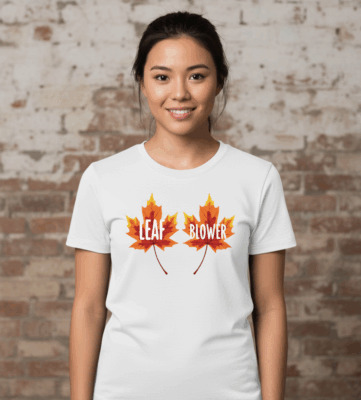 Alternative view of Funny Leaf Blower Fall Thanksgiving Matching T-Shirt - V-Neck Shirt