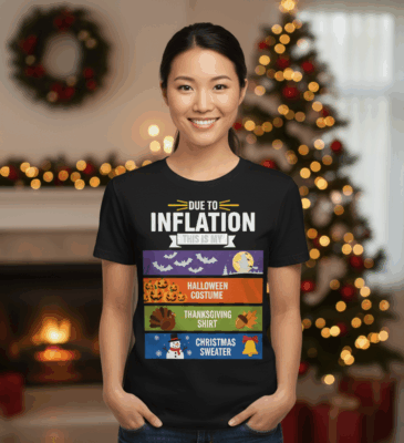 Alternative view of Due to Inflation This is My Halloween Thanksgiving Christmas T-Shirt