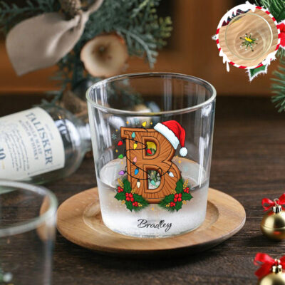 Alternative view of Personalized Name Alphabet Christmas Style 3D Glass Mug - Custom Christmas Glass Mug
