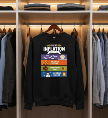 Alternative view of Due to Inflation This is My Halloween Thanksgiving Christmas Hoodie - Sweatshirt - Long Sleeve