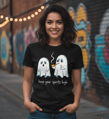 Alternative view of Keep Your Spirits High Funny Boo T-Shirt - V-Neck Shirt