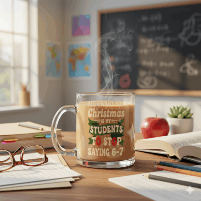 Alternative view of All I Want for Christmas Is My Students To Stop Saying 67 Funny Clear Glass Mug - Students Saying 6-7 67 Six Seven Mug