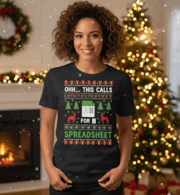 Alternative view of Oh This Calls for a Spreadsheet Christmas Excel Ugly T-Shirt - V-Neck Shirt for Men Women
