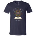 Six Seven Flowers T-Shirt, Navy, V-Neck T-Shirt