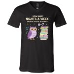 How Many Night A Week Reading Book 67 Six Seven Memes Funny T-Shirt for Men Women Kids, Black, V-Neck T-Shirt
