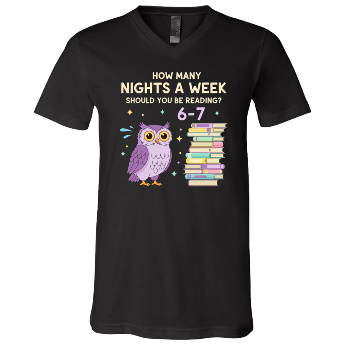 How Many Night A Week Reading Book 67 Six Seven Memes Funny T-Shirt for Men Women Kids, Black, V-Neck T-Shirt