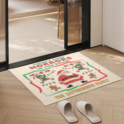 Alternative view of Personalized Name There's Some Hos Hos Hos In This House Funny Christmas Doormat - Outdoor Indoor Door mat