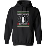 Overstimulated but Festive Penguin Christmas Ugly Sweatshirt - Hoodie - Long Sleeve, Black, Hoodie