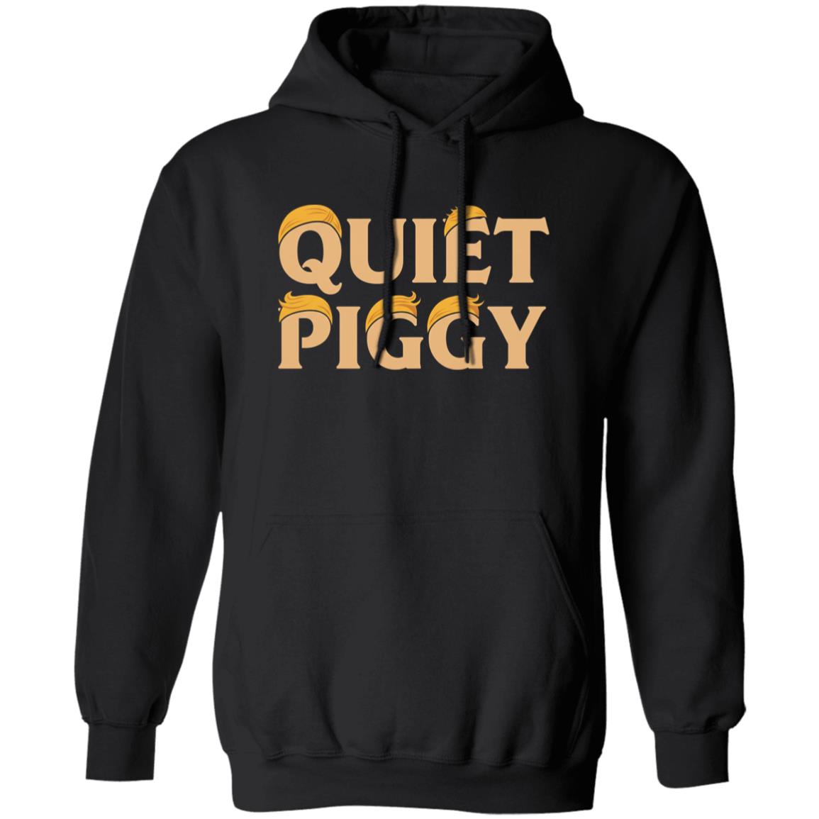 Quiet Piggy Funny Hoodie - Sweatshirt - Long Sleeve, Black, Hoodie