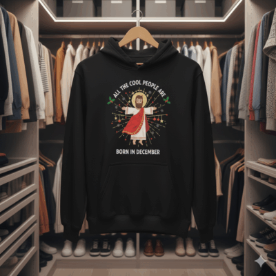 Alternative view of Cool People are Born in December Christian Christmas Bday Hoodie - Sweatshirt